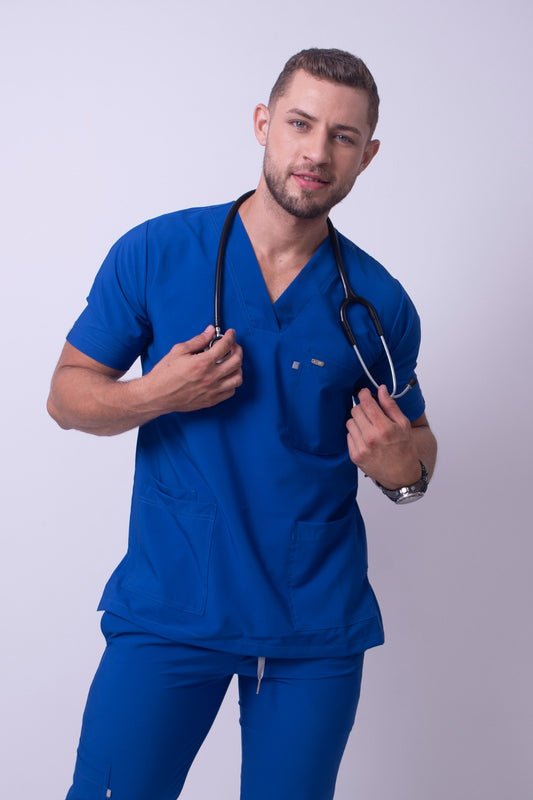 Uniforme Médico COUS Van Gogh Azul Rey Hombre