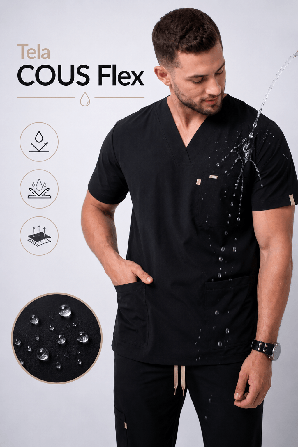 Uniforme Médico COUS Van Gogh Negro Hombre